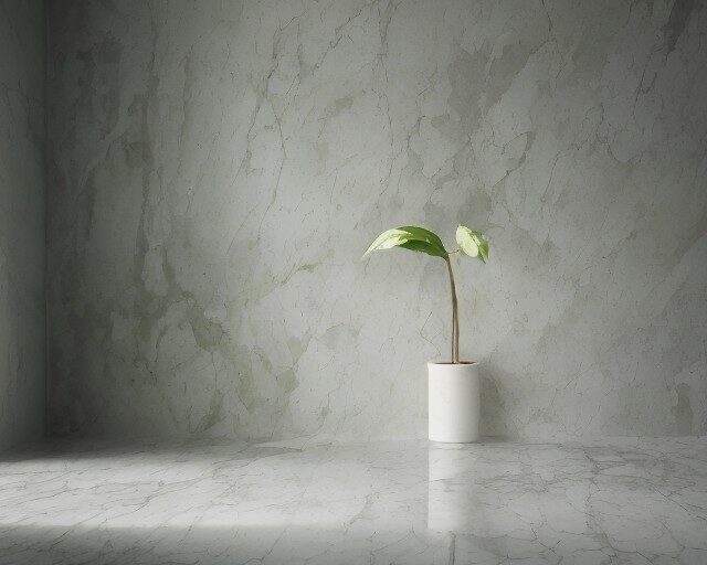 Стилизованное изображение ростка, пробивающегося сквозь камень, символизирующее начало роста