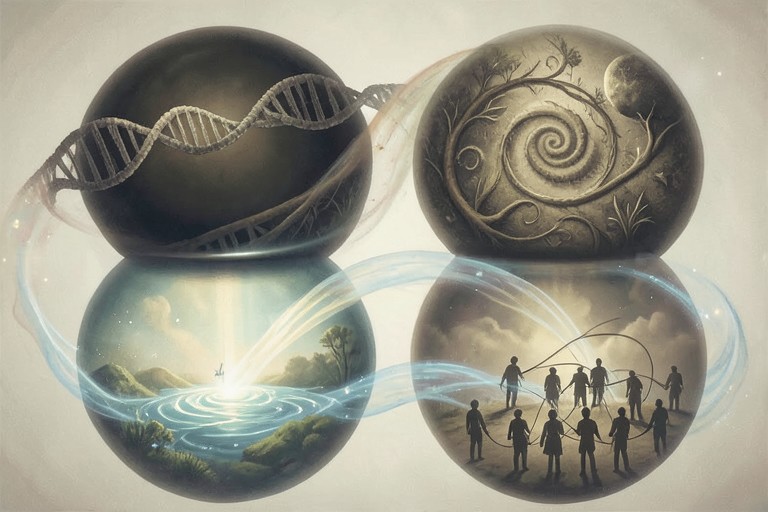 Четыре фактора духовного развития человека: генетика, законы развития, окружающая среда, общество