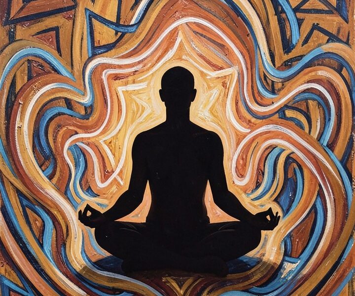 Медитация в движении и шуме абстрактные волны звука и внутреннее спокойствие